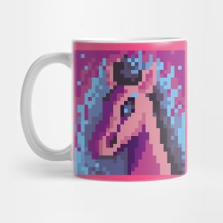 Blue fire horse pixel art Mug